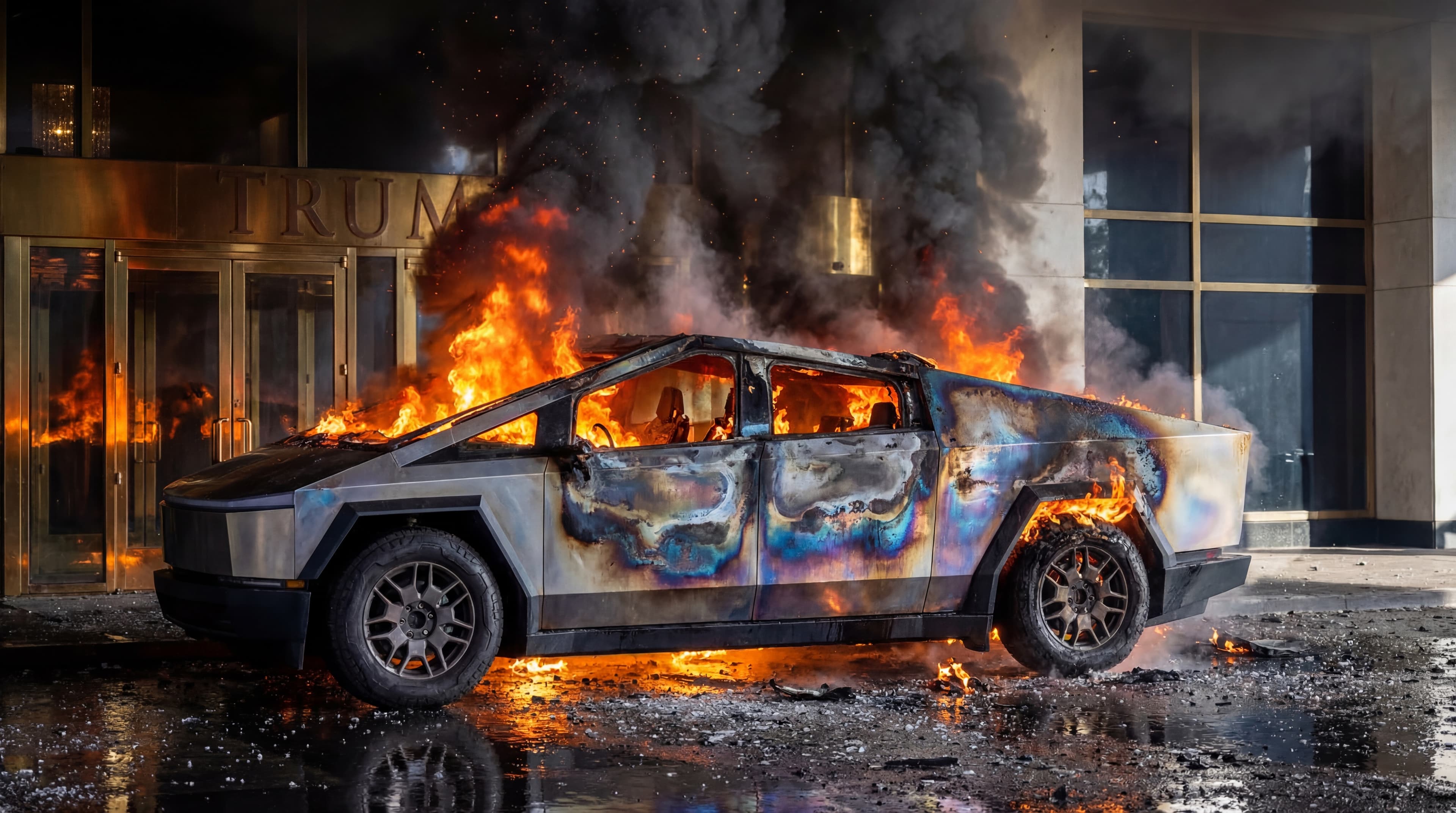 Cybertruck fire illustrating electrification risk