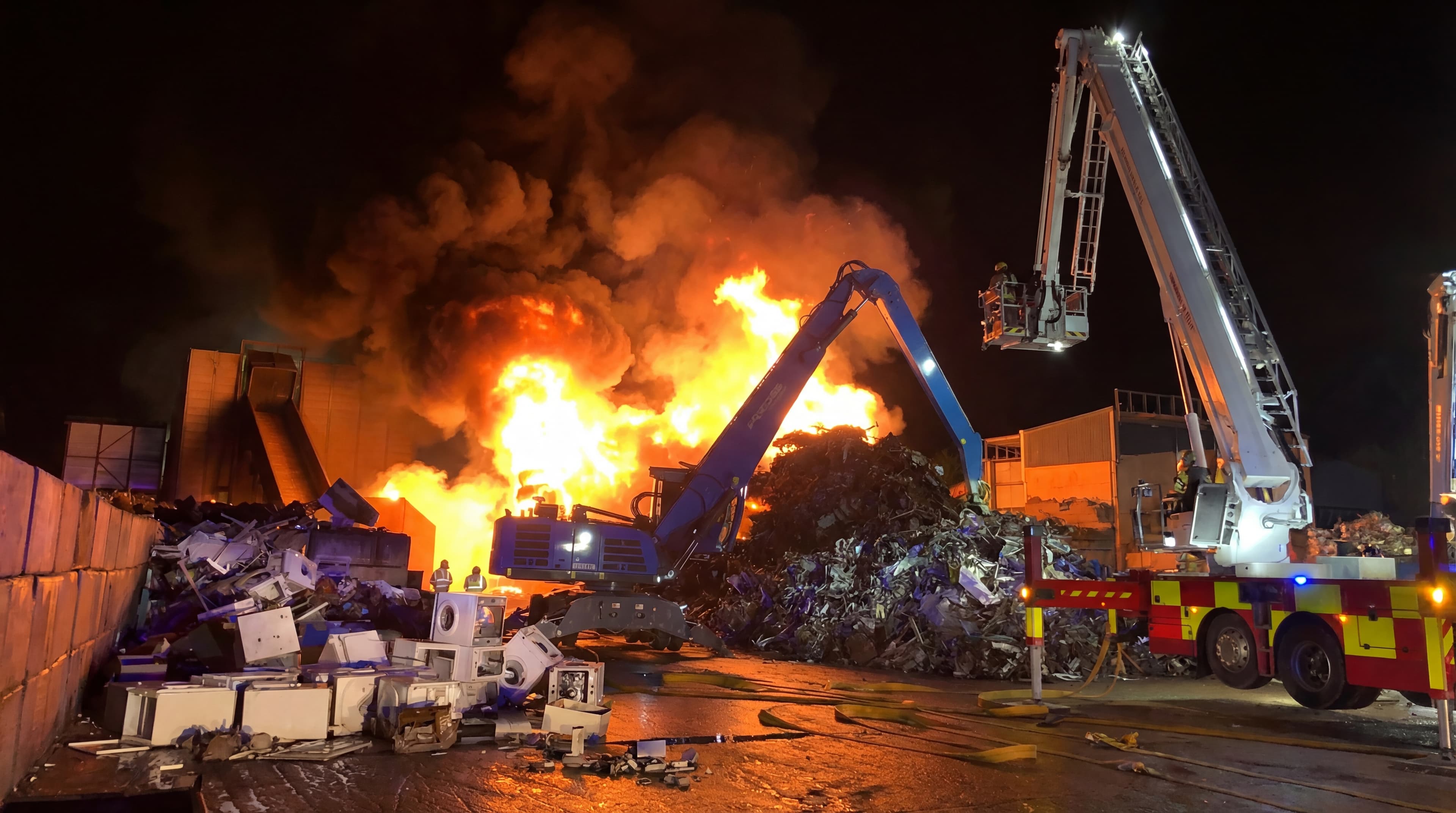 Fire and explosion scene illustrating the need for reactive fire interruption