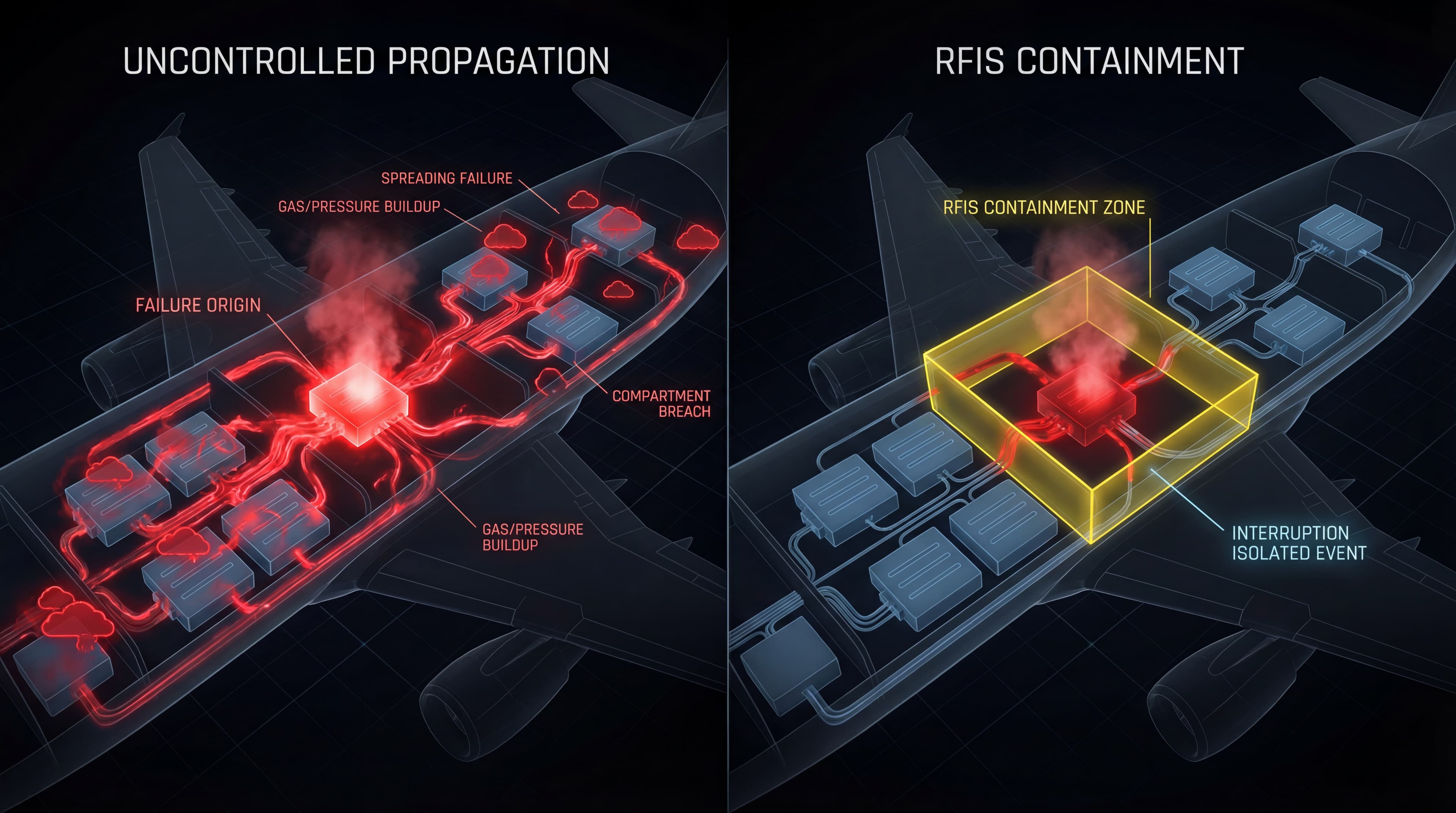 Aviation battery propagation versus containment comparison